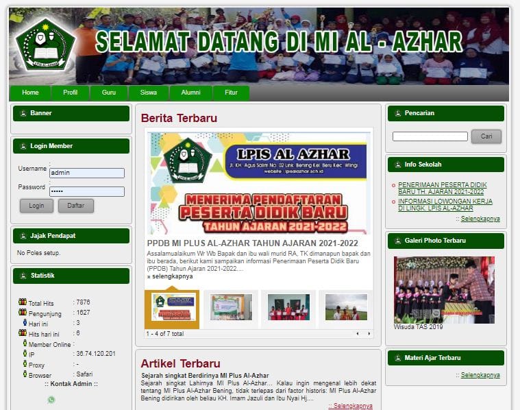 Website Lembaga Pendidikan LPIS Al-Azhar Wlingi Blitar