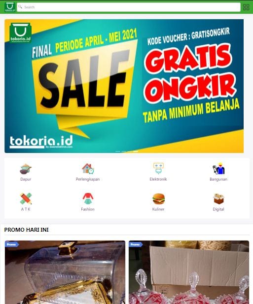 Website Ecommerce Tokoria, Raman Agung, Buai Madang Timur Provinsi Sumatra Selatan