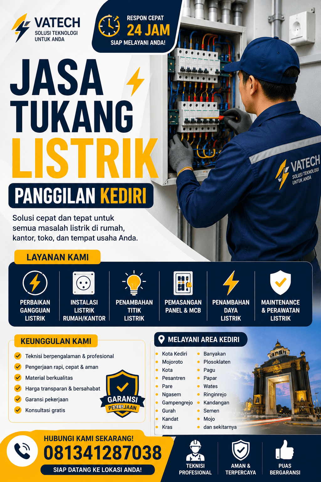 Jasa Tukang Listrik Panggilan Kediri Profesional