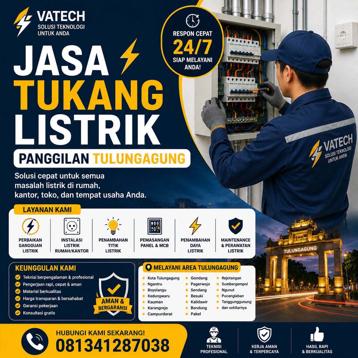Jasa Tukang Listrik Panggilan Tulungagung Profesional